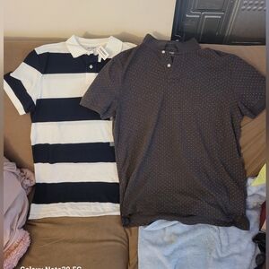 Old Navy Striped and Dotted Polo Shirts - Black, White, Gray